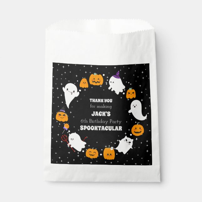 Bolsa De Papel Noche estrellada con fantasmas y calabazas Hallowe (Anverso)