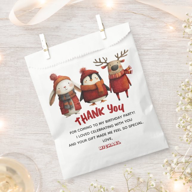 Bolsa De Papel Noche navideña navideña de Santa Animales cumpleañ (Cortado)