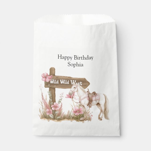 Bolsa De Papel Noche rosa occidental salvaje cumpleaños de caball (Anverso)