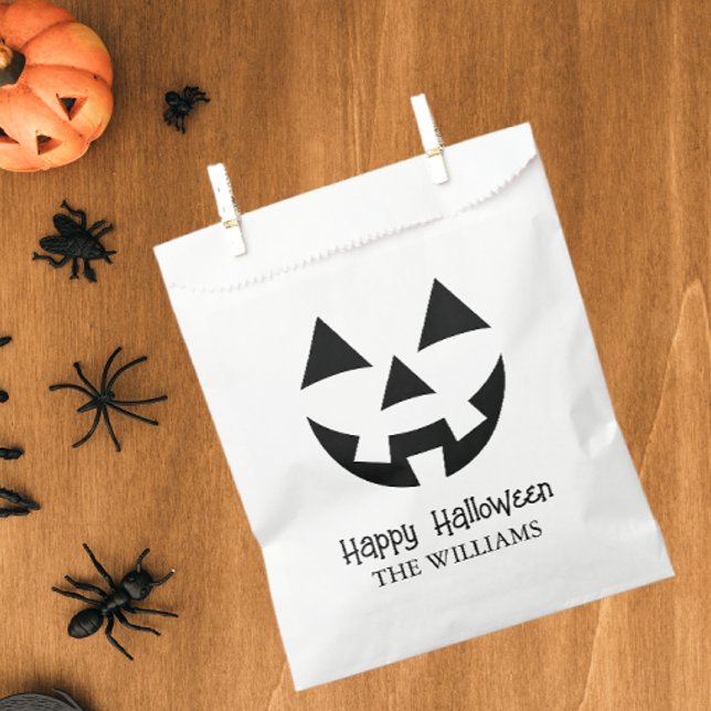 BOLSA DE PAPEL NOMBRE DE LA FAMILIA JACK O LANTERN HAPPY HALLOWEE (Subido por el creador)