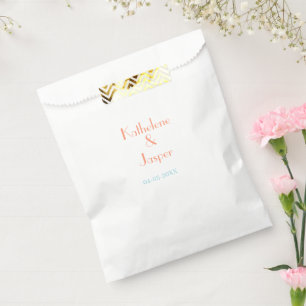 BOLSA DE PAPEL NOMBRE DE LA PAREJA DURAZNO FECHA DE BODAS ROMÁNTI