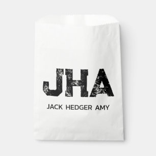 BOLSA DE PAPEL NOMBRE DE MONOGRAMA DE TRES LETRAS NEGRO MINIMALIS