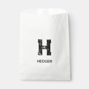 BOLSA DE PAPEL NOMBRE DE MONOGRAMA DE UNA LETRA NEGRO MINIMALISTA