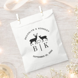 Bolsa De Papel Nombre de Pareja Monograma de Ciervo Boda Rústica 