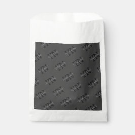 Bolsa De Papel Nombre monogramado gris oscuro en mosaico moderno/