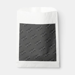 Bolsa De Papel Nombre monogramado gris oscuro en mosaico moderno/