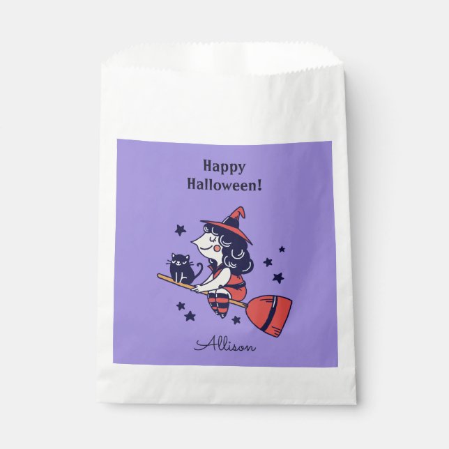 Bolsa De Papel Nombre personalizado de la bruja Halloween bolsos  (Anverso)