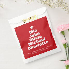 Bolsa De Papel Nombres de familia de personalizados blancos rojos