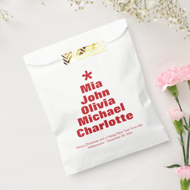 Bolsa De Papel Nombres de familia de personalizados rojos y blanc (Sellado)