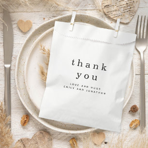 Bolsa De Papel Nombres simples Blancos negros Gracias Boda
