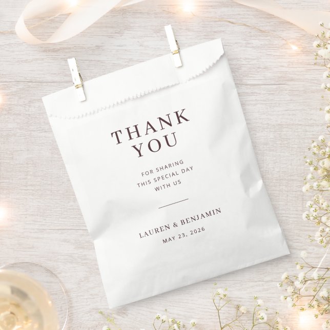 Bolsa De Papel Nota de agradecimiento elegante granate (Cortado)