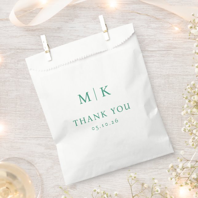 Bolsa De Papel Nota de agradecimiento verde elegante (Cortado)