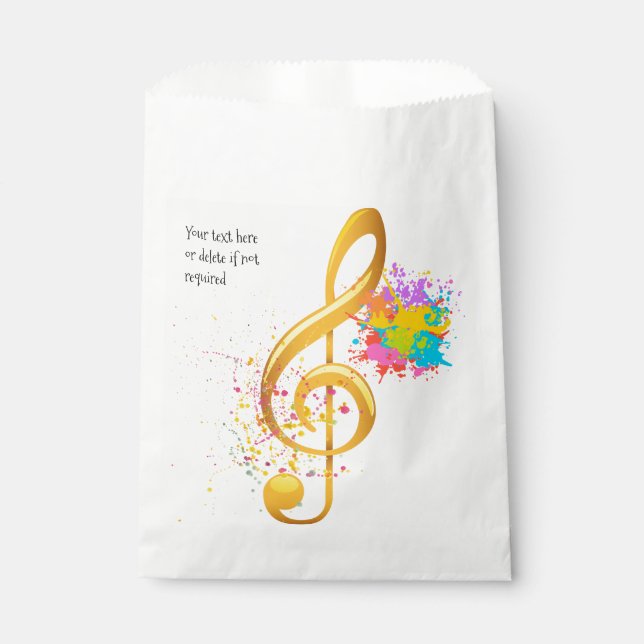 Bolsa De Papel Nota musical de Divertido Treble Clef. Texto edita (Anverso)