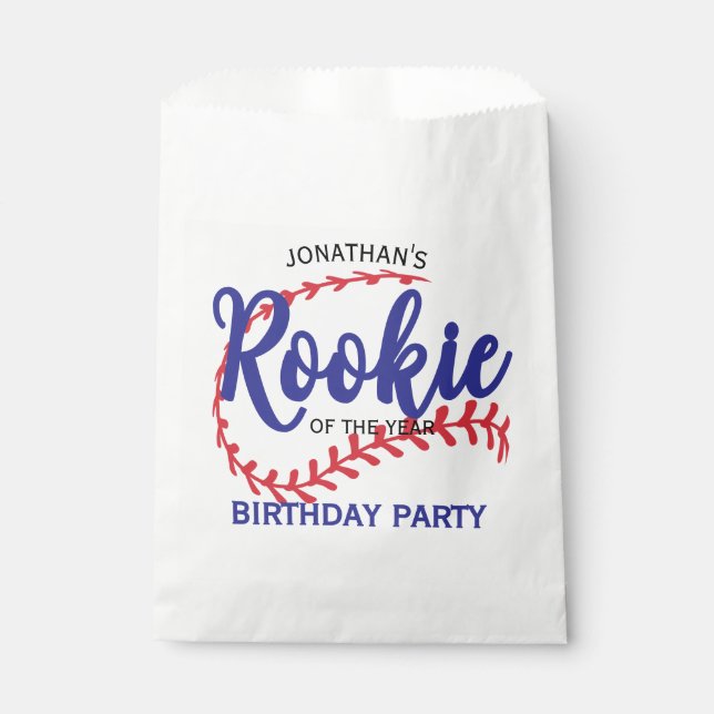 Bolsa De Papel Novato del Año Cumpleaños 1er Béisbol (Anverso)
