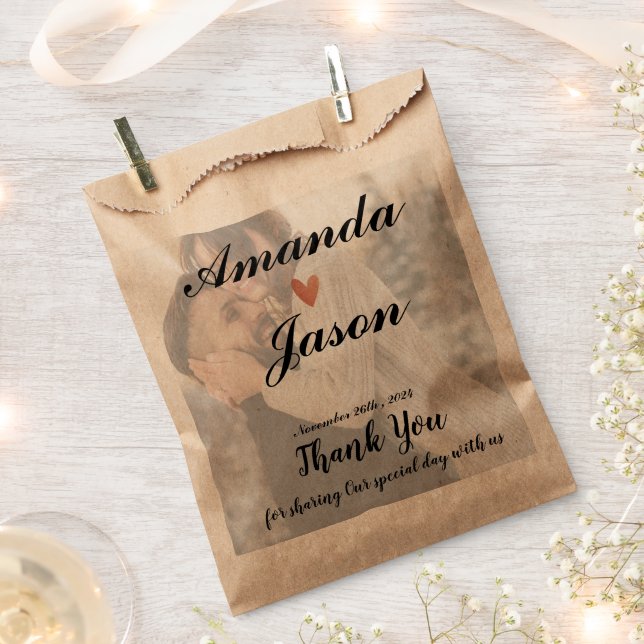 Bolsa De Papel Novia Groom Foto Gracias Fiesta De Bodas (Cortado)