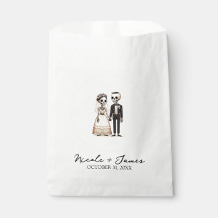 Bolsa De Papel Novia + Novio Esqueleto de Dibujos Animados Boda C