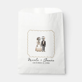 Bolsa De Papel Novia + Novio Esqueleto de Dibujos Animados Boda C