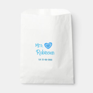 Bolsa De Papel Novia por Mrs agregar nombre fecha corazón azul ac