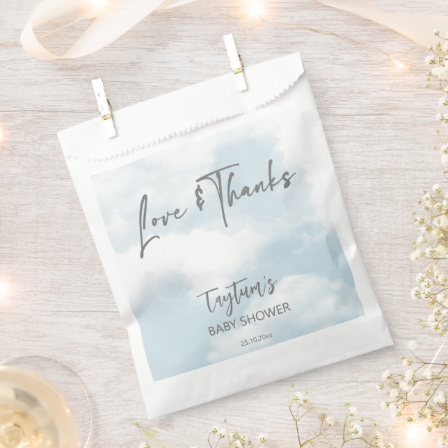 Bolsa De Papel Nube de ducha de bebé nubes pastel gracias a favor (Cortado)