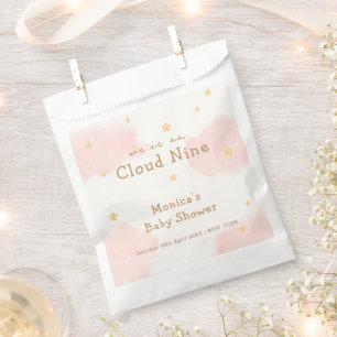 Bolsa De Papel Nube Rosa Cute Nueve Niña Ducha Bebé