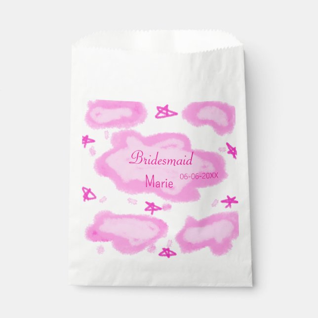 Bolsa De Papel nubes rosas estrellas pastel bridesmaid giratorio  (Anverso)