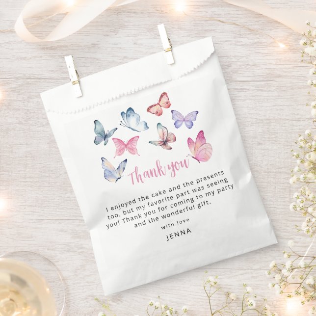 Bolsa De Papel Nuestra pequeña fiesta de cumpleaños de mariposa a (Cortado)