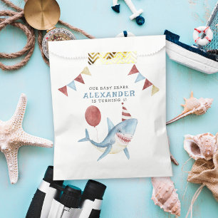 Bolsa De Papel Nuestro Bebé Tiburón 1er Cumpleaños Bajo El Mar