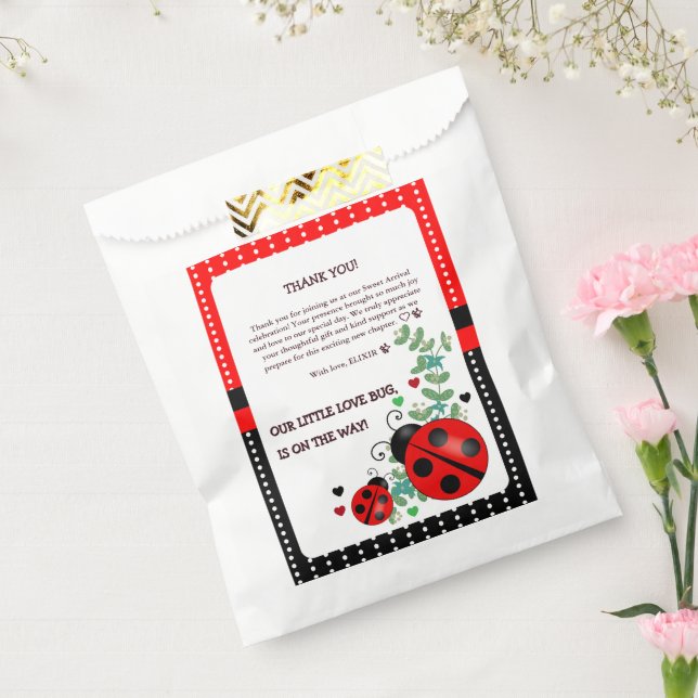 Bolsa De Papel Nuestro pequeño amor Bug Red Black Baby Shower (Sellado)
