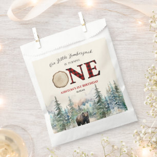 Bolsa De Papel Nuestro pequeño Lumberjack Oso Rojo Primer Fiesta 