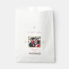 Bolsa De Papel Nuestro primer Boda de fotos de copos de nieve flo