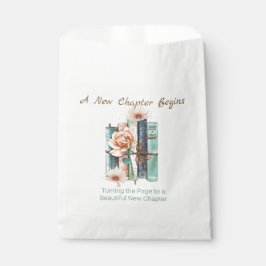 Bolsa De Papel Nuevo capítulo comienza pila de libros floral