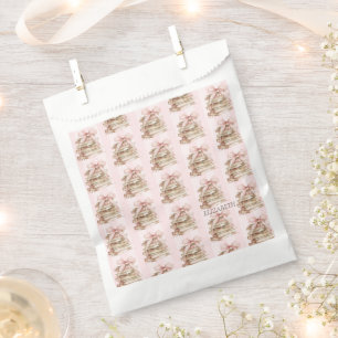 Bolsa De Papel Nuevo capítulo lazos rosados con rayas 