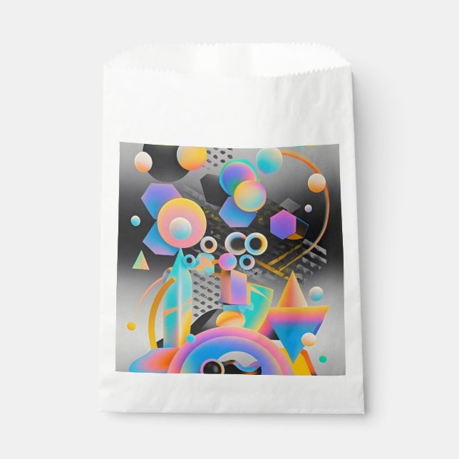 Bolsa De Papel Obra de arte abstracta geométrica vibrante y capri (Anverso)