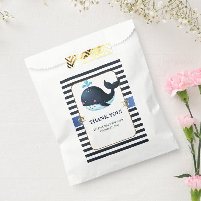 Bolsa De Papel Ocean Blue Under the Sea Kawaii Whale Baby Shower (Sellado)