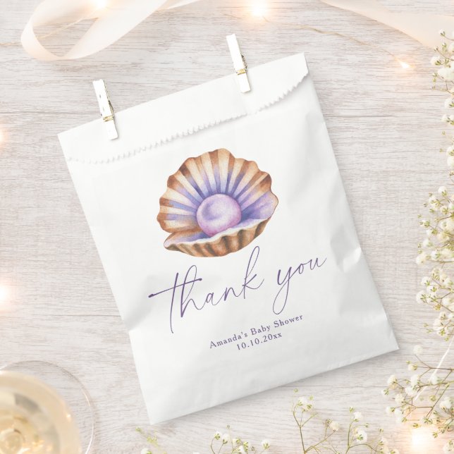 Bolsa De Papel Ocean Little Pearl Baby Shower Thank you (Cortado)