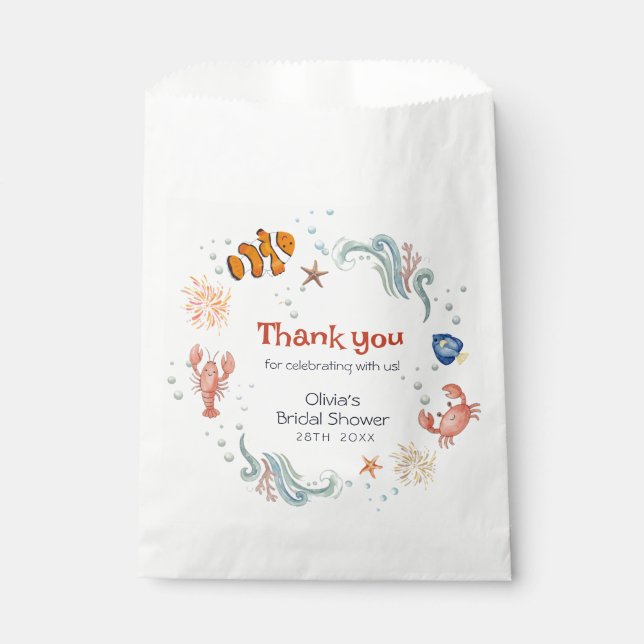 Bolsa De Papel Ocean Nautical Bridal Shower Thank You Treat Bags  (Anverso)