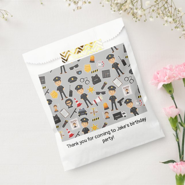 Bolsa De Papel Oficial de policía Partido de Cumpleaños Gray (Sellado)