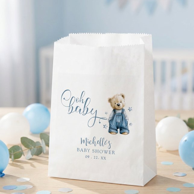 Bolsa De Papel Oh Baby Blue Jean Baby Denim Baby Shower (Subido por el creador)