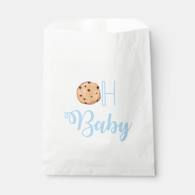 Bolsa De Papel Oh Baby Cookies ducha de bebé azul (Anverso)