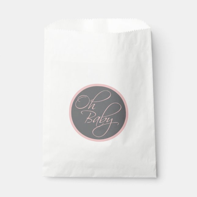 Bolsa De Papel Oh Baby Posh Baby Shower para Chica (Anverso)