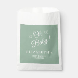 Bolsa De Papel "Oh Baby" Sage Green Modern Baby Shower Minimalist