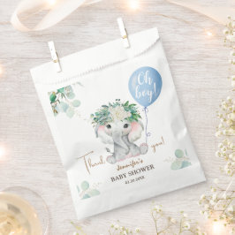Bolsa De Papel Oh Boy Elephant Baby Shower Cute Globo Azul