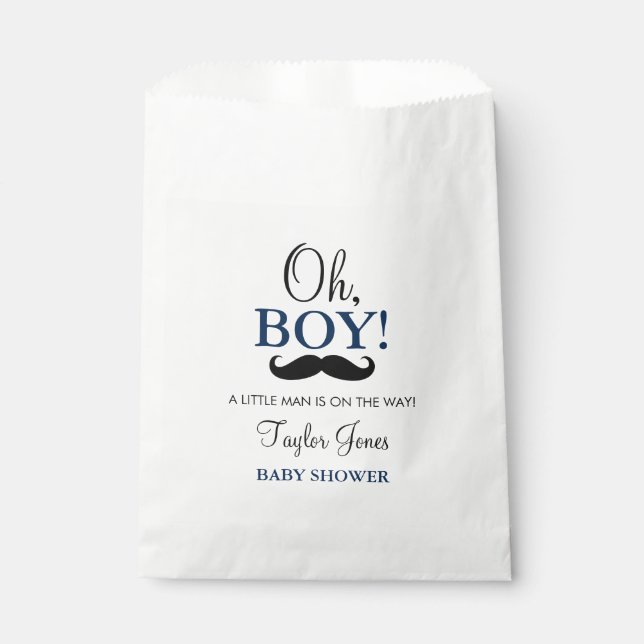 Bolsa De Papel Oh Boy Mustache Baby Shower Favor Bags (Anverso)