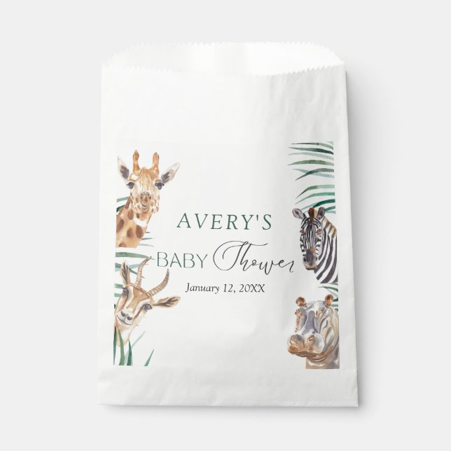 Bolsa De Papel Oh Boy Safari Animales Baby Shower Favor Bag (Anverso)