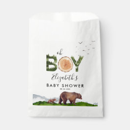 Bolsa De Papel Oh Boy Watercolor Woodland Bear Baby Shower