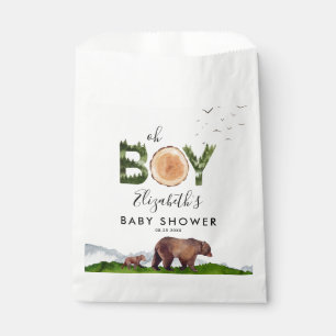 Bolsa De Papel Oh Boy Watercolor Woodland Bear Baby Shower