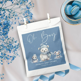 Bolsa De Papel Oh Boy Winter | Woodland Baby Shower Editable