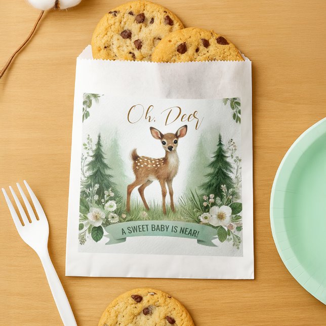 Bolsa De Papel ¡Oh, ciervo! Fiesta de Baby Shower de Woodland (Oh, Deer! Woodland Baby Shower Party Favor Bag
)