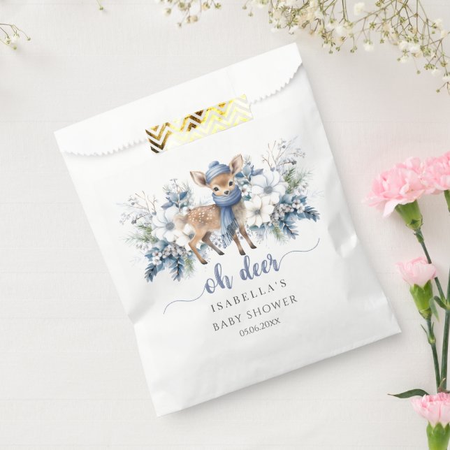 Bolsa De Papel Oh Deer Winter Boy Baby Shower (Sellado)