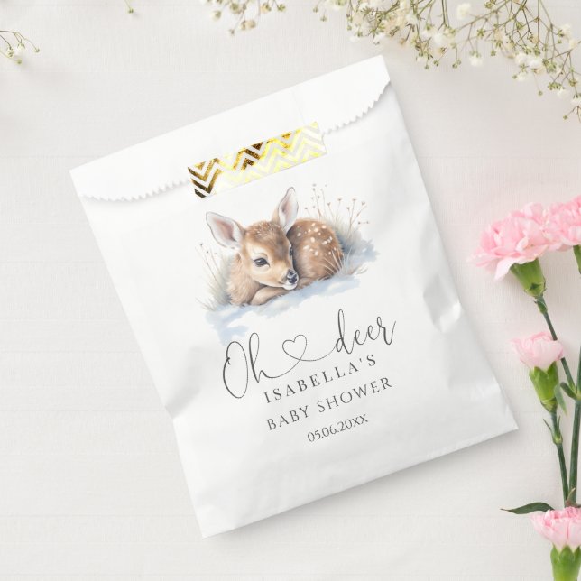 Bolsa De Papel Oh Deer Woodland Winter Baby Shower (Sellado)